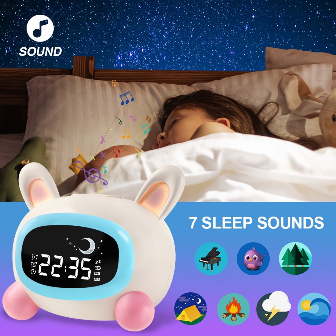BunnyTime – Cute Alarm Clock with Light and Music