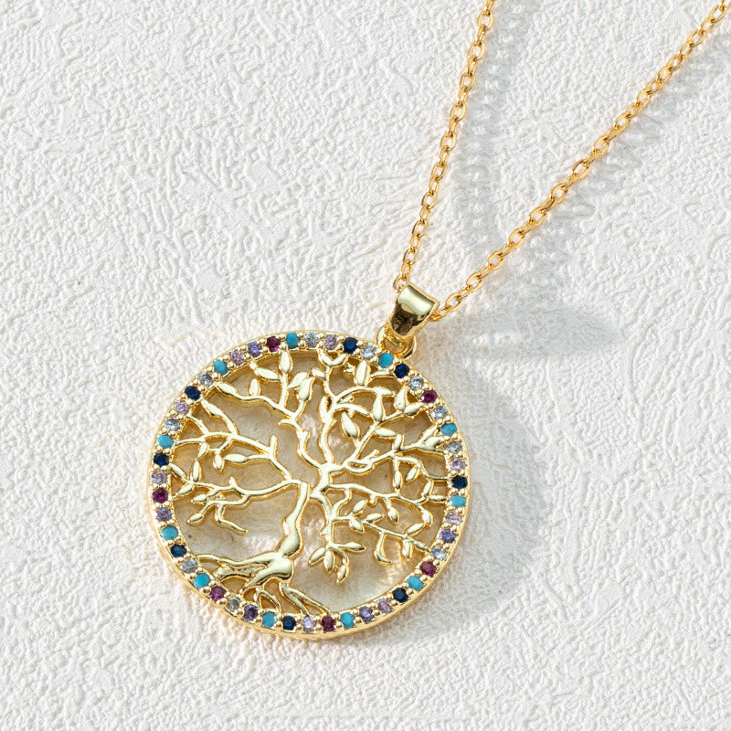 Elegant Luna Tree of Life Pendant in Zirconia - Dazzling Necklace 