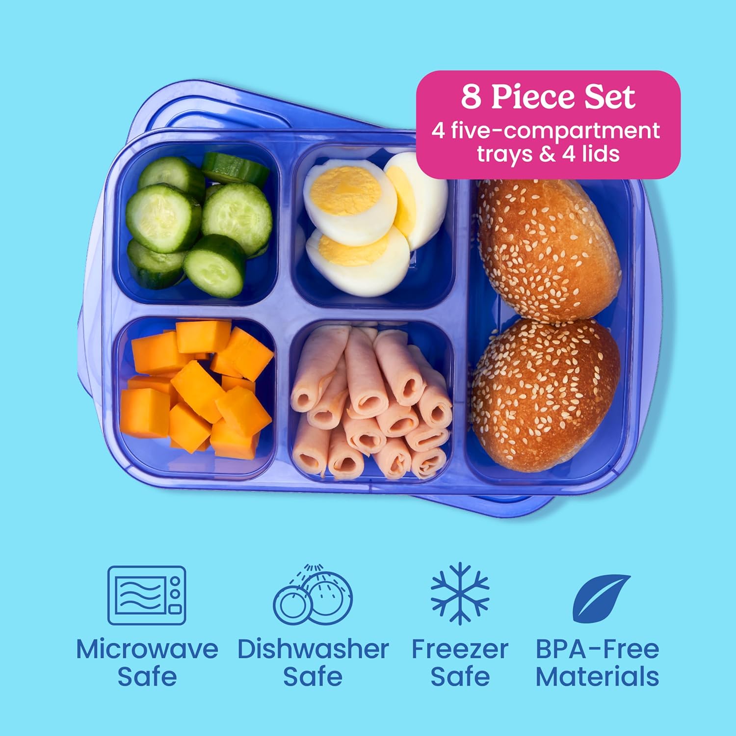 EcoStore - Sustainable 5-Compartment Storage Boxes Set of 8