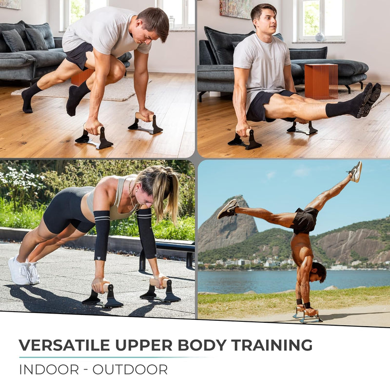 PowerGrip - Trä Push-Up Parallettes med Antiglid