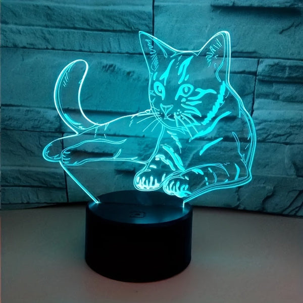 CatGlow - 3D Nattlampa Katt med 7 Färger