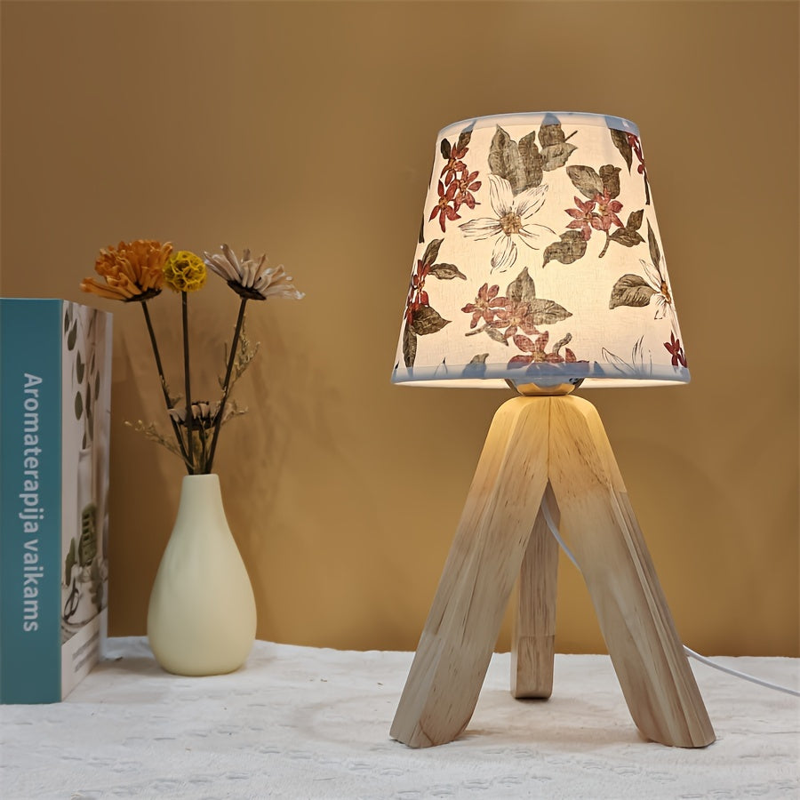 FloralGlow Lamp - Elegant LED Table Lamp with Wood