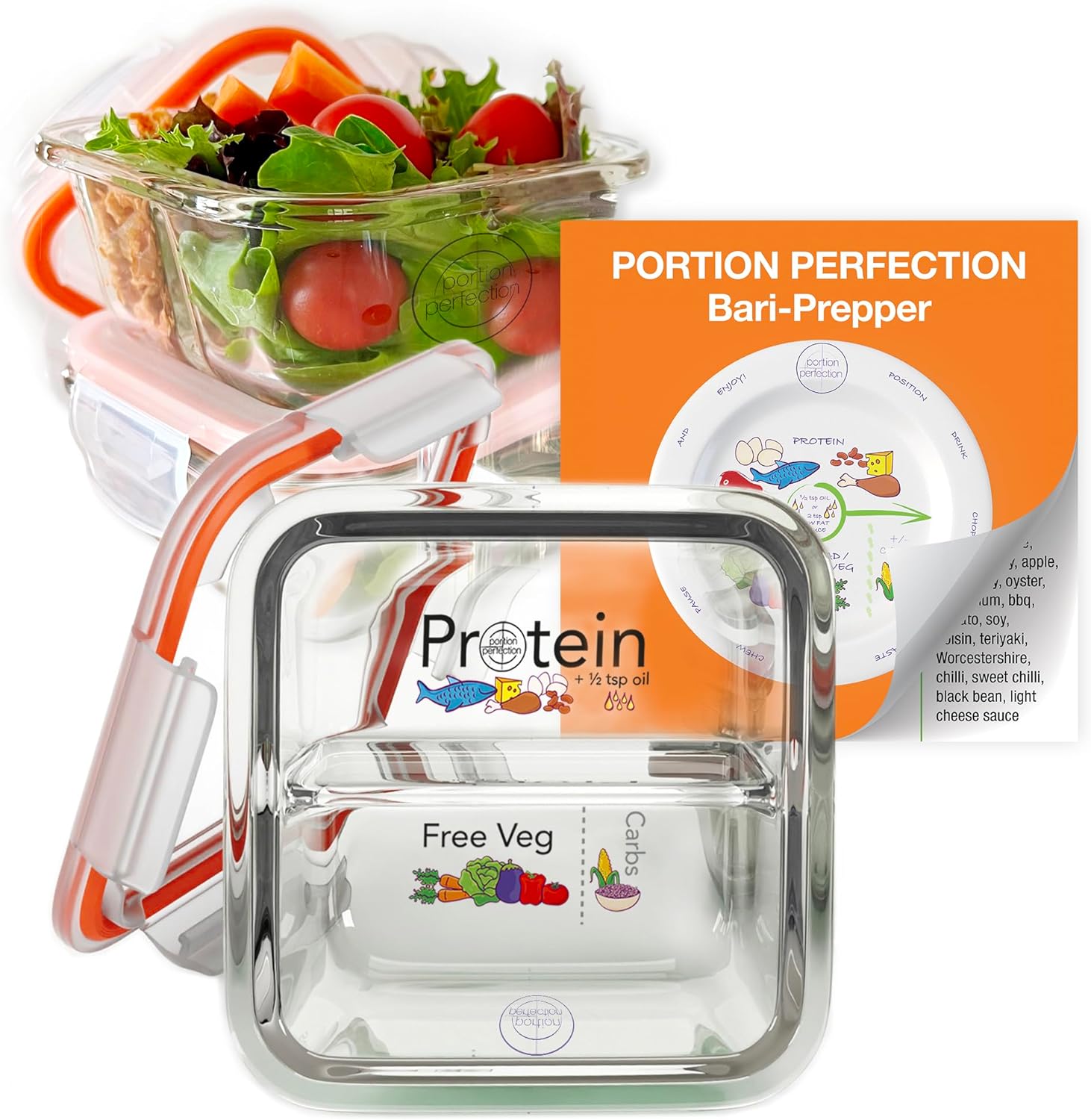PortionMaster - Set of 3 glass containers for bariatrics