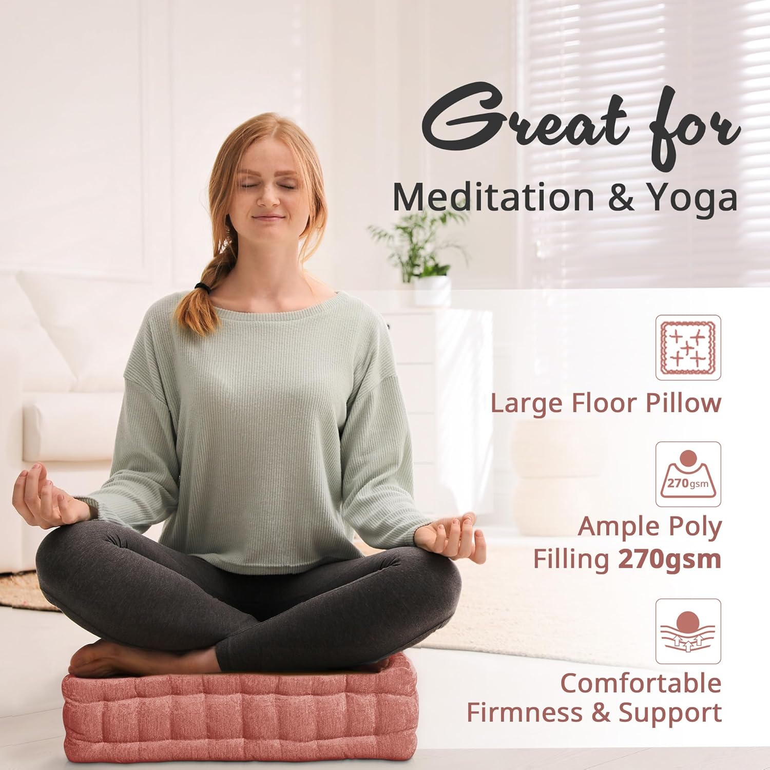 ZenComfort - Luxurious Chenille Meditation Cushion for the Floor