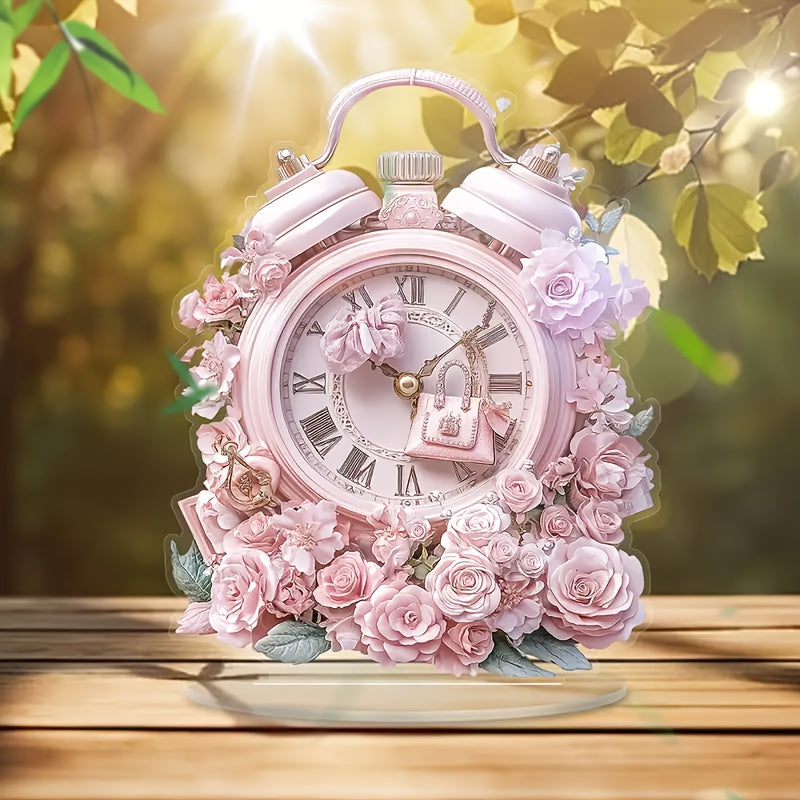 BohoClock – Stylish Pink Flower Clock with Acrylic