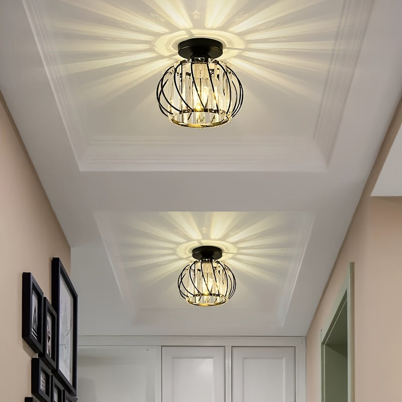 CrystalGlow - Luxurious Crystal Gable Lamp, Black Gold