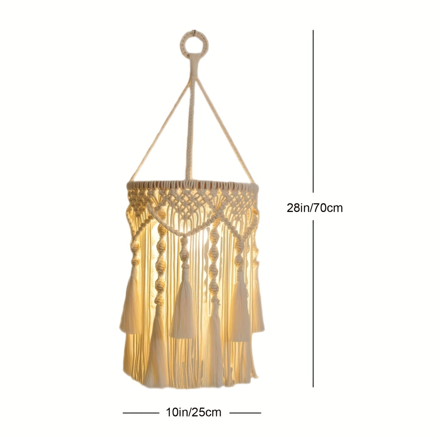 BohoTwist Pendant Lamp - Handwoven Lamp Skirt with Fringes