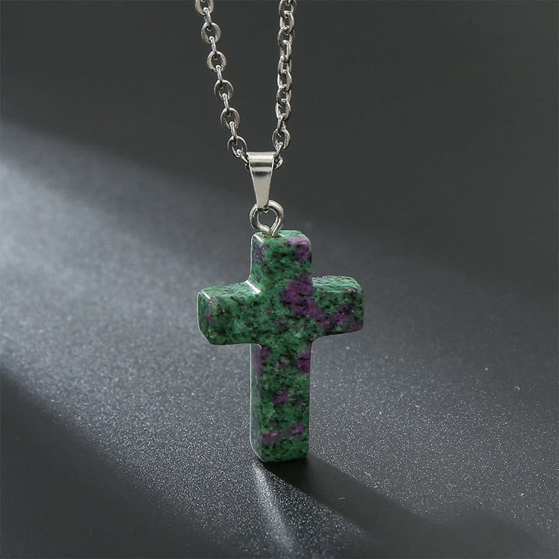 Seraphina Natural Gemstone Cross Necklace - A Spiritual Jewelry Experience