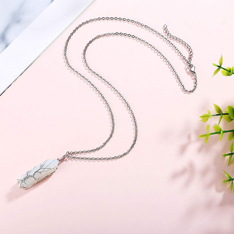 Elegant Tree of Life Gemstone Necklace with Sparkling Crystals - Elara 