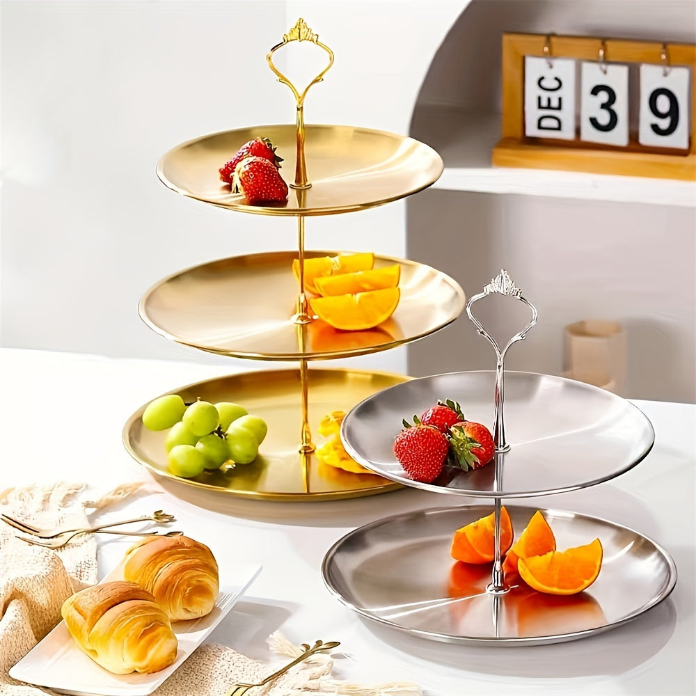 SteelTower - Elegant Three-Piece Serving Platter for Parties