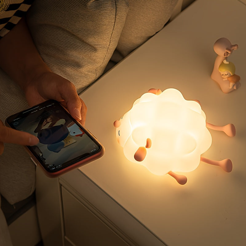 SheepGlow - Rosa LED Nattlampa med USB Laddningsfunktion