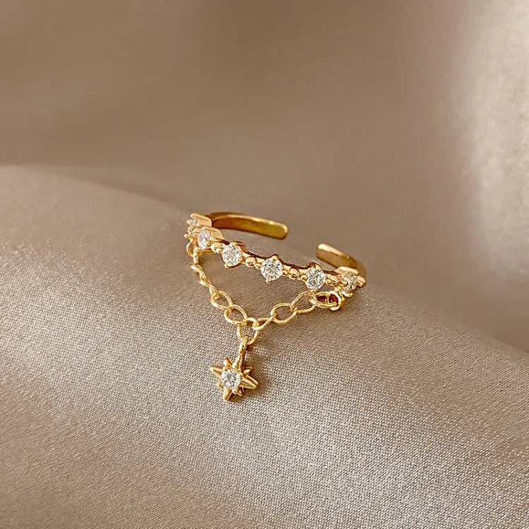 Brilliant Gold Hexagram Ring - Lyra Collection
