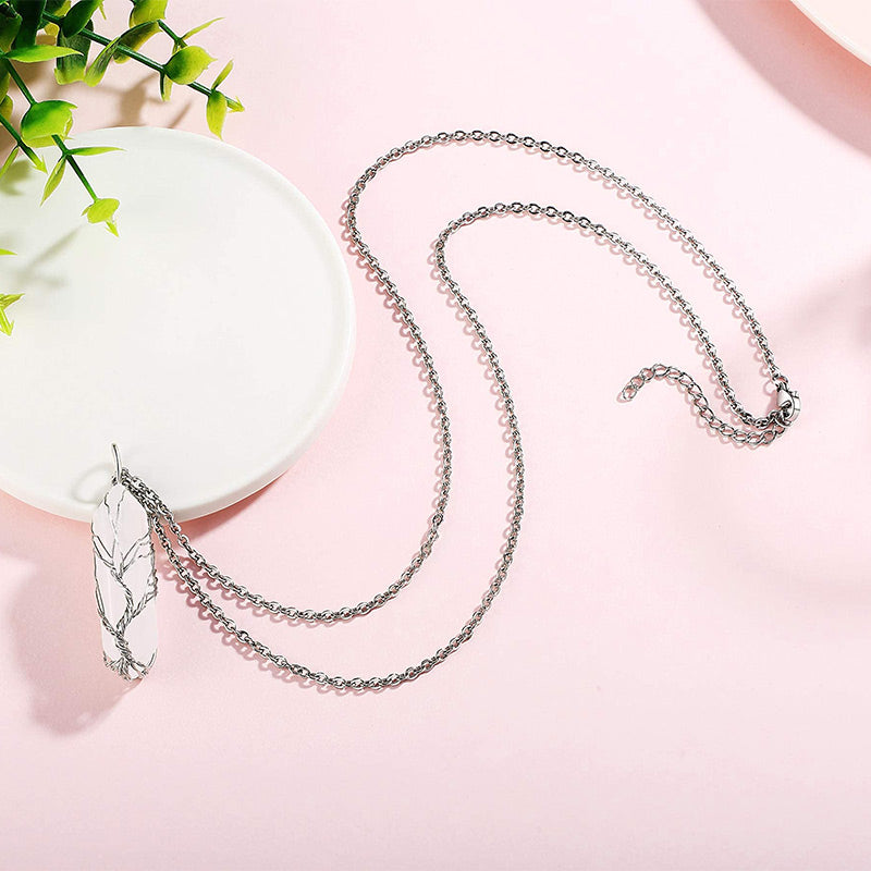 Elegant Tree of Life Gemstone Necklace with Sparkling Crystals - Elara 