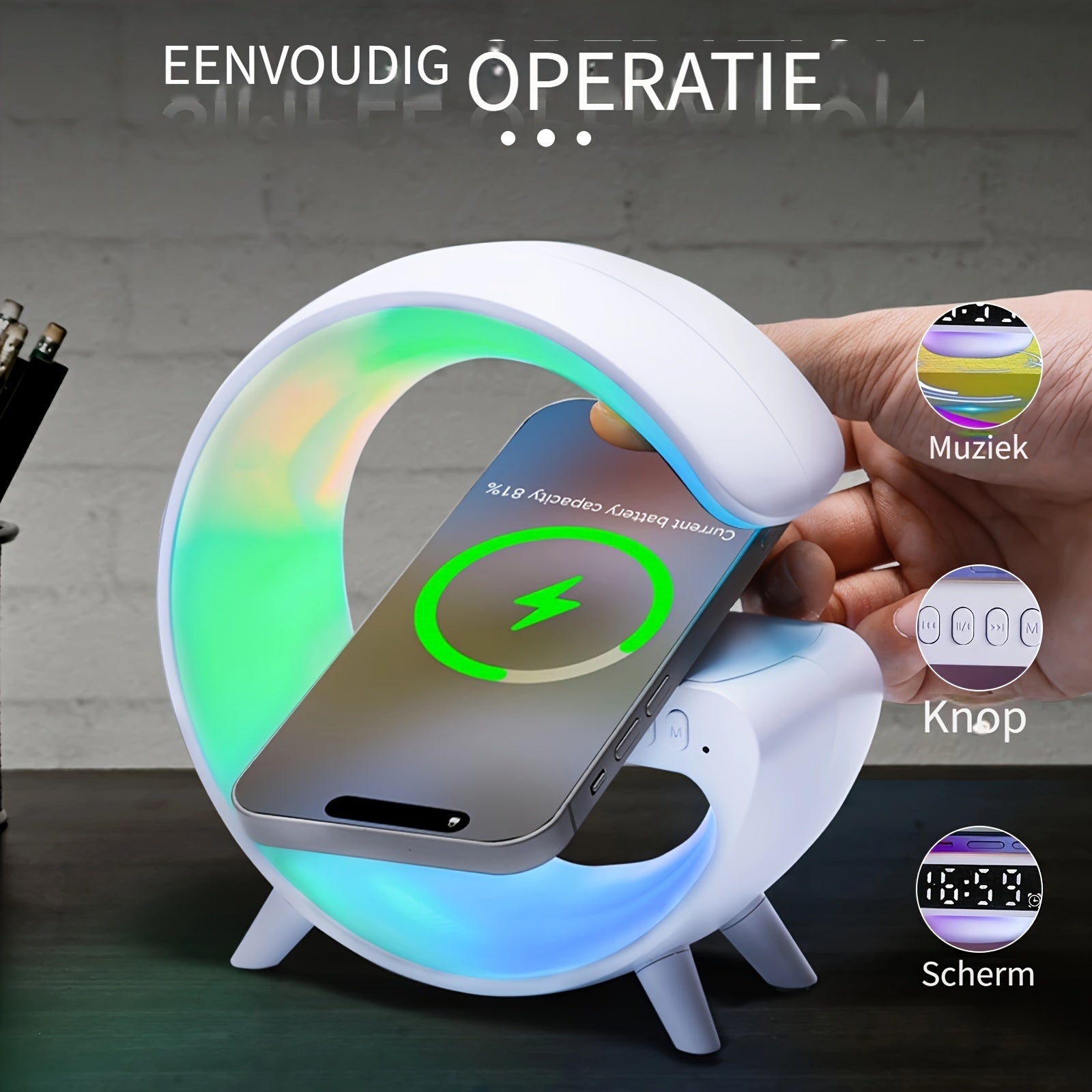 SlimLamp - Minimalist Table Lamp with Alarm Clock and Charging