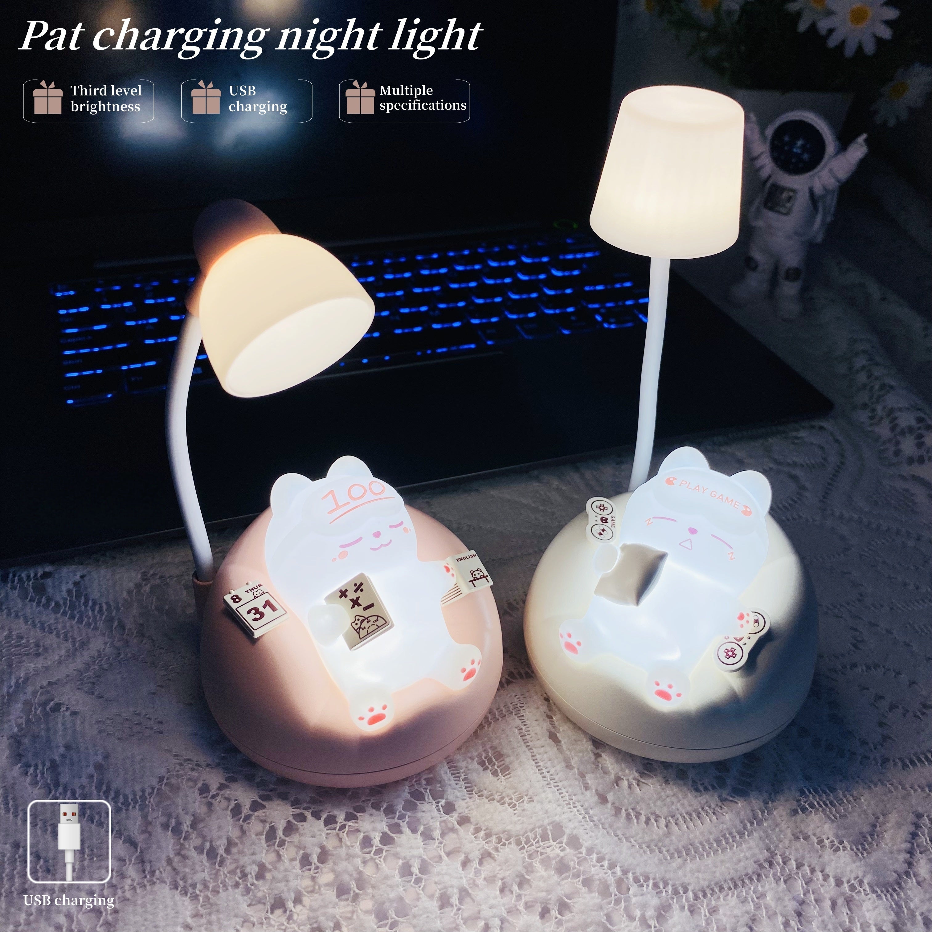 SleepyKitten Lamp - USB Rechargeable LED Night Light