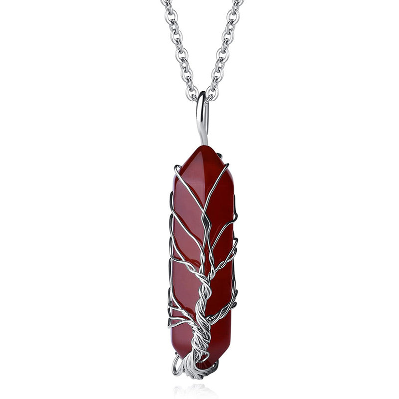 Elegant Tree of Life Gemstone Necklace with Sparkling Crystals - Elara 