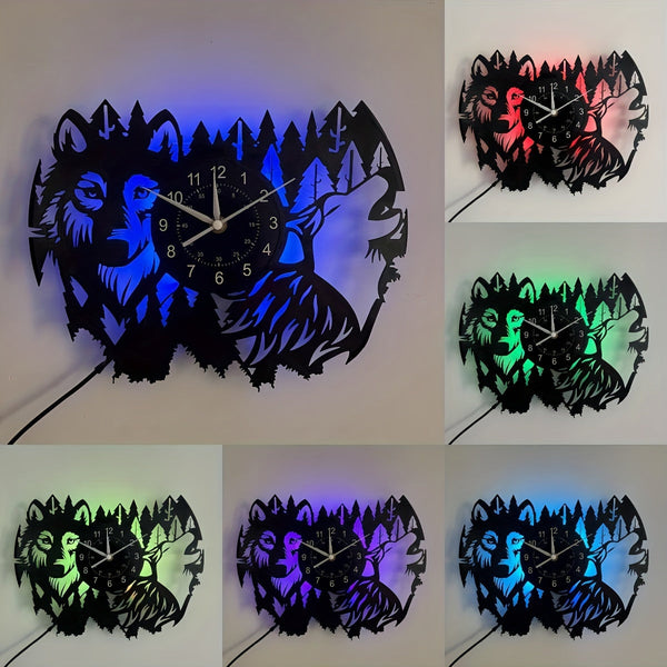 HuskyVinyl Klocka – Rustik Väggklocka med Husky Design