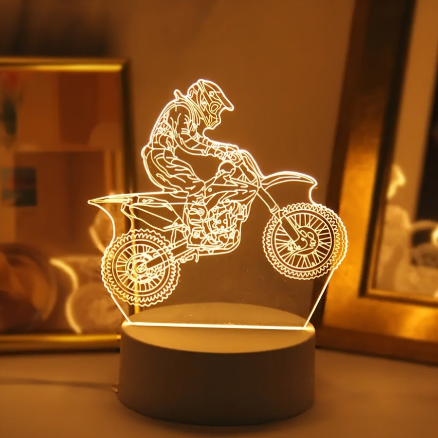 MotoLamp - 3D LED Nattlampa Motocross Tema