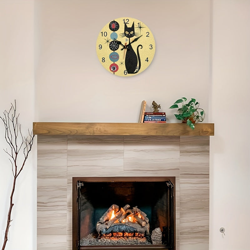 CoolCat Clock - Modern Silent Wooden Wall Clock