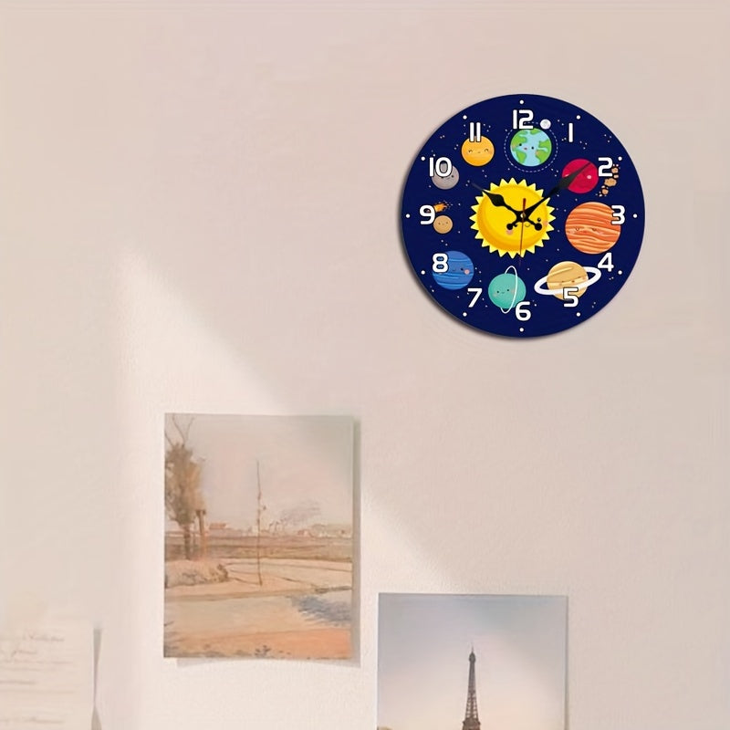 CosmicTime Clock – Rustic Solar System Wall Clock