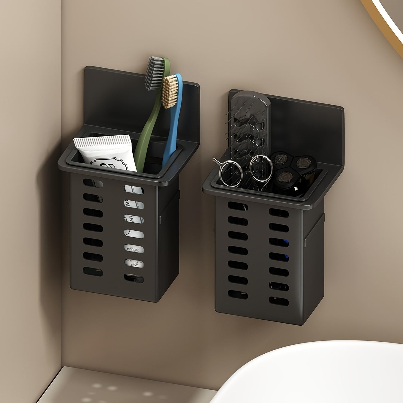 ChicStore - Black Wireless Wall Storage for Beauty Products