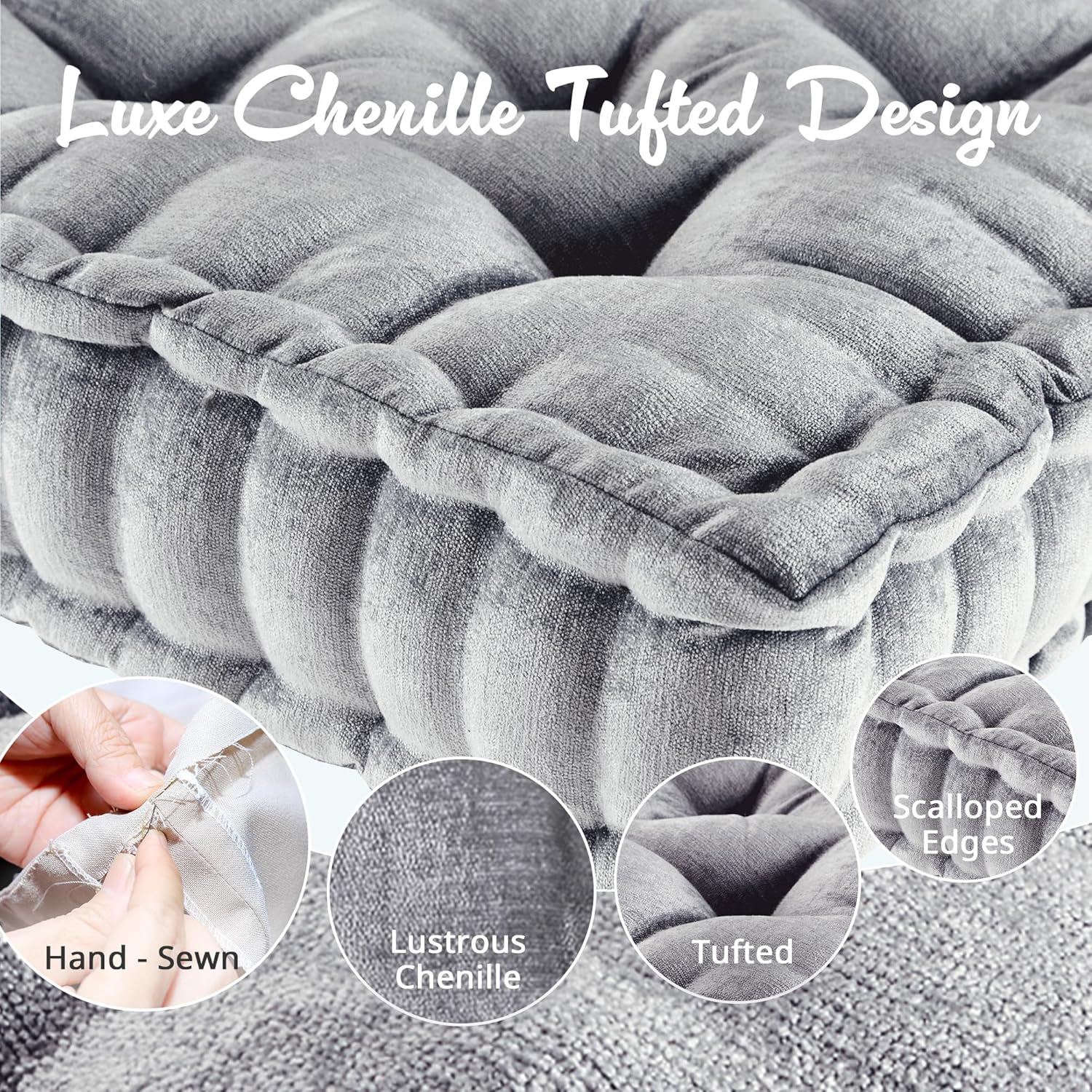 ZenComfort - Luxurious Chenille Meditation Cushion for the Floor
