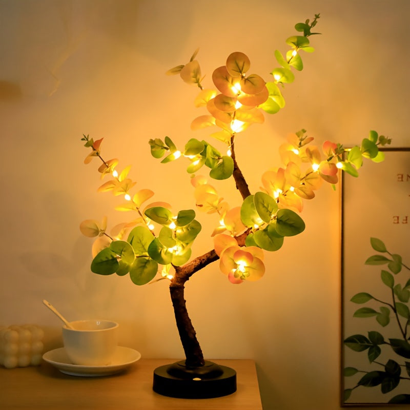 EucalyptusGlow Tree - LED Bonsai Lamp with Rechargeable Power