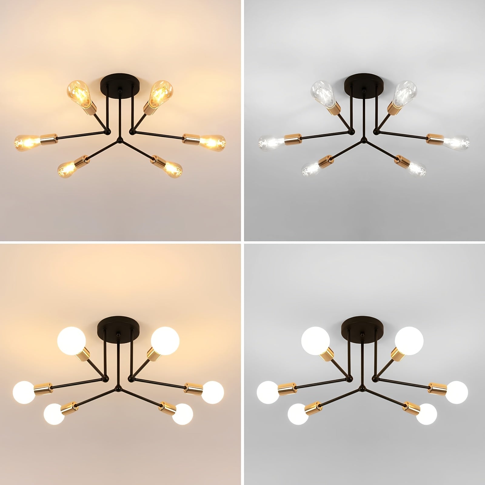 RetroGlow - Industrial 6-Light Ceiling Light