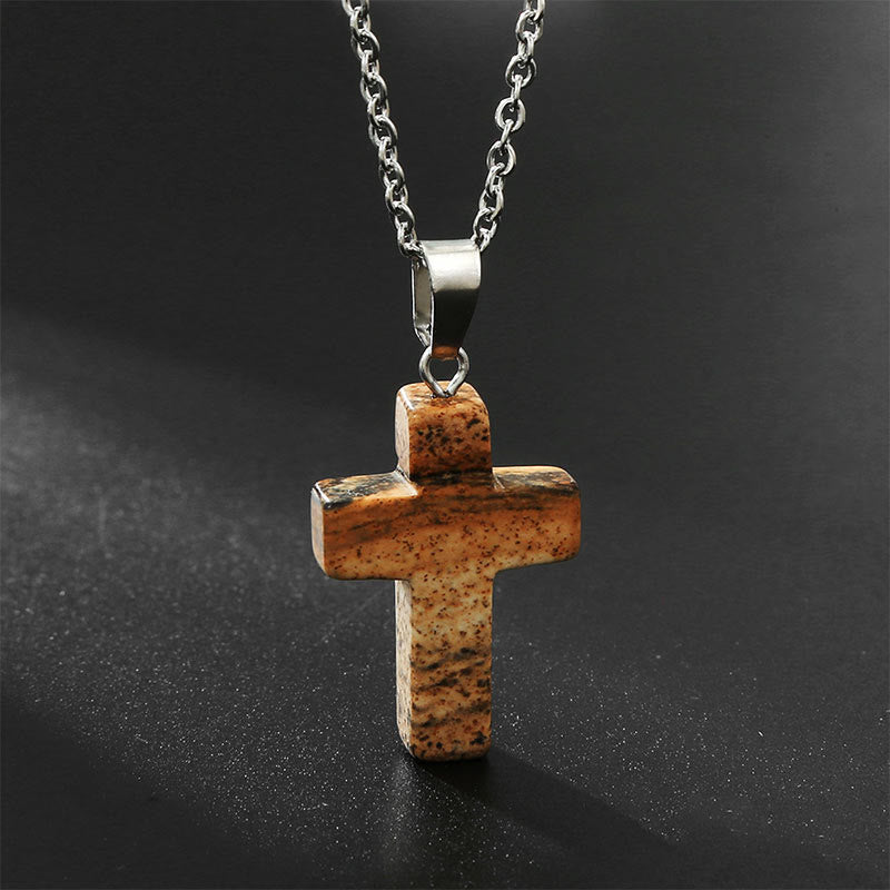 Seraphina Natural Gemstone Cross Necklace - A Spiritual Jewelry Experience