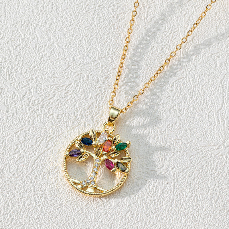 Elegant Luna Tree of Life Pendant in Zirconia - Dazzling Necklace 