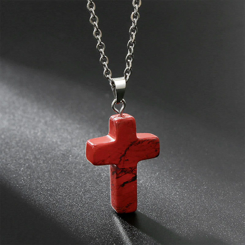 Seraphina Natural Gemstone Cross Necklace - A Spiritual Jewelry Experience