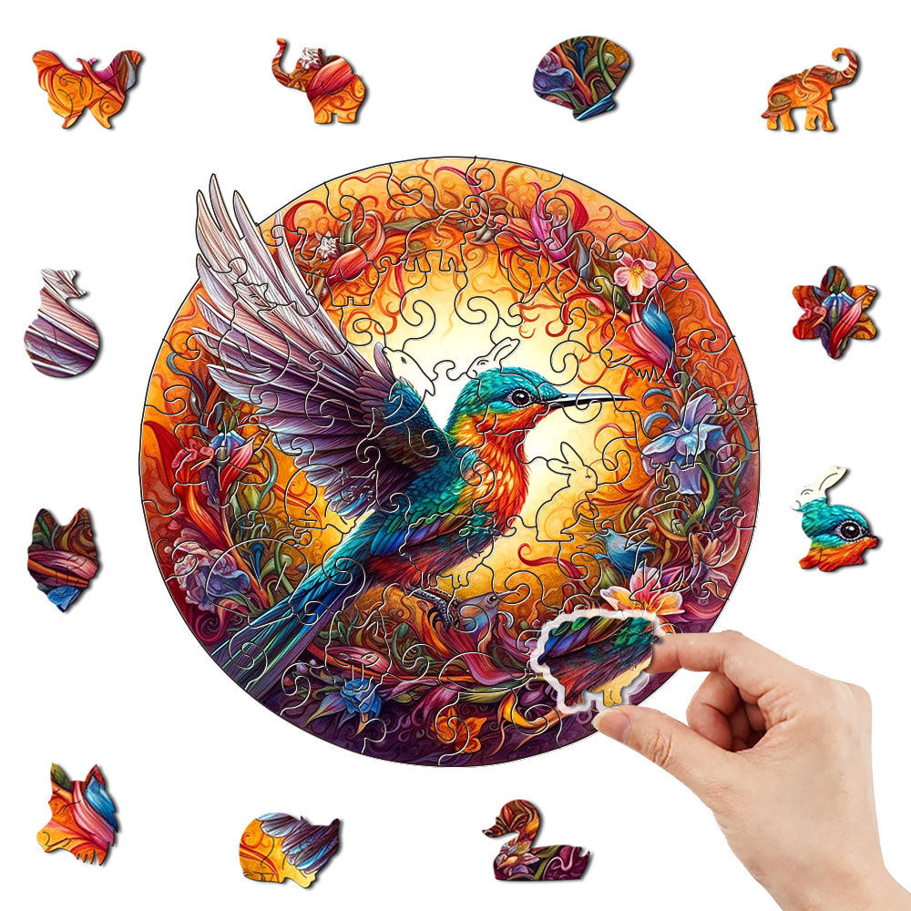 Wooden Puzzle – Wooden Art with Floating Hummingbird