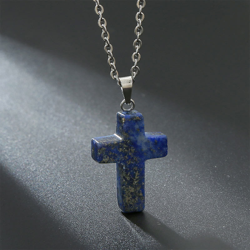 Seraphina Natural Gemstone Cross Necklace - A Spiritual Jewelry Experience