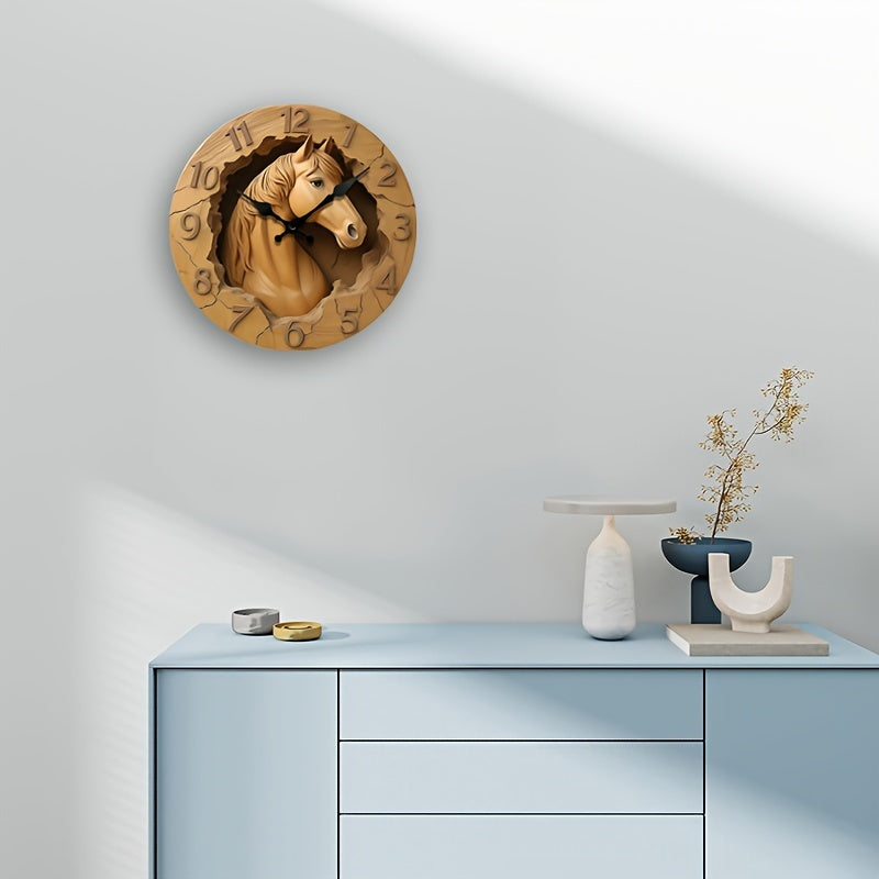 EquineElegance - Luxurious Hanging Wooden Horse Clock