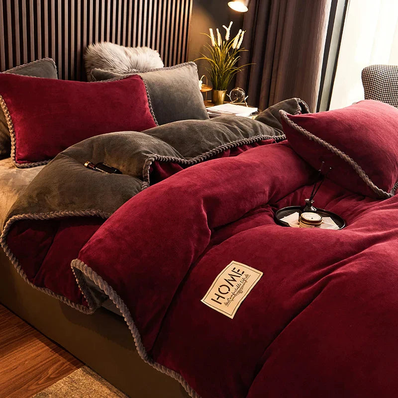 PlushHaven Luxe Sammet Påslakan Set – Kingsize Värme & Komfort