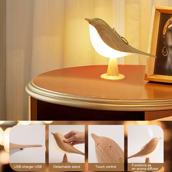 BrightNest - USB LED fågel bordslampa med touch