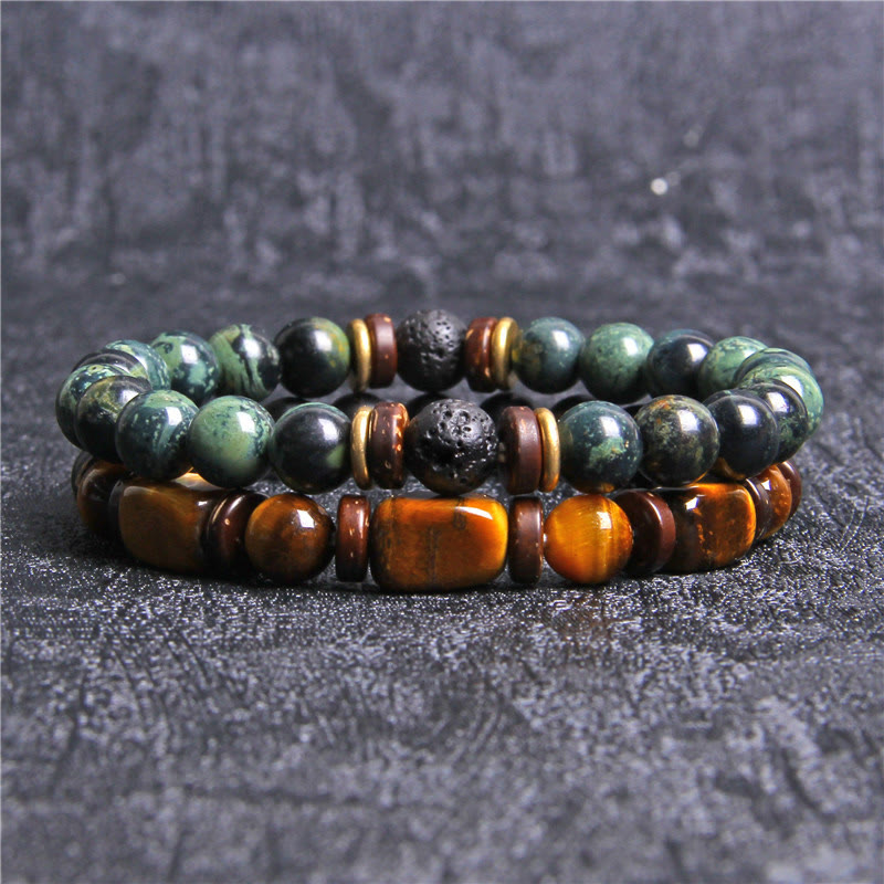Stylish African turquoise and tiger eye bracelet - Naya collection