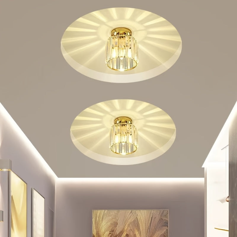 CrystalLuxe – Elegant Black LED Ceiling Lamp with Crystal