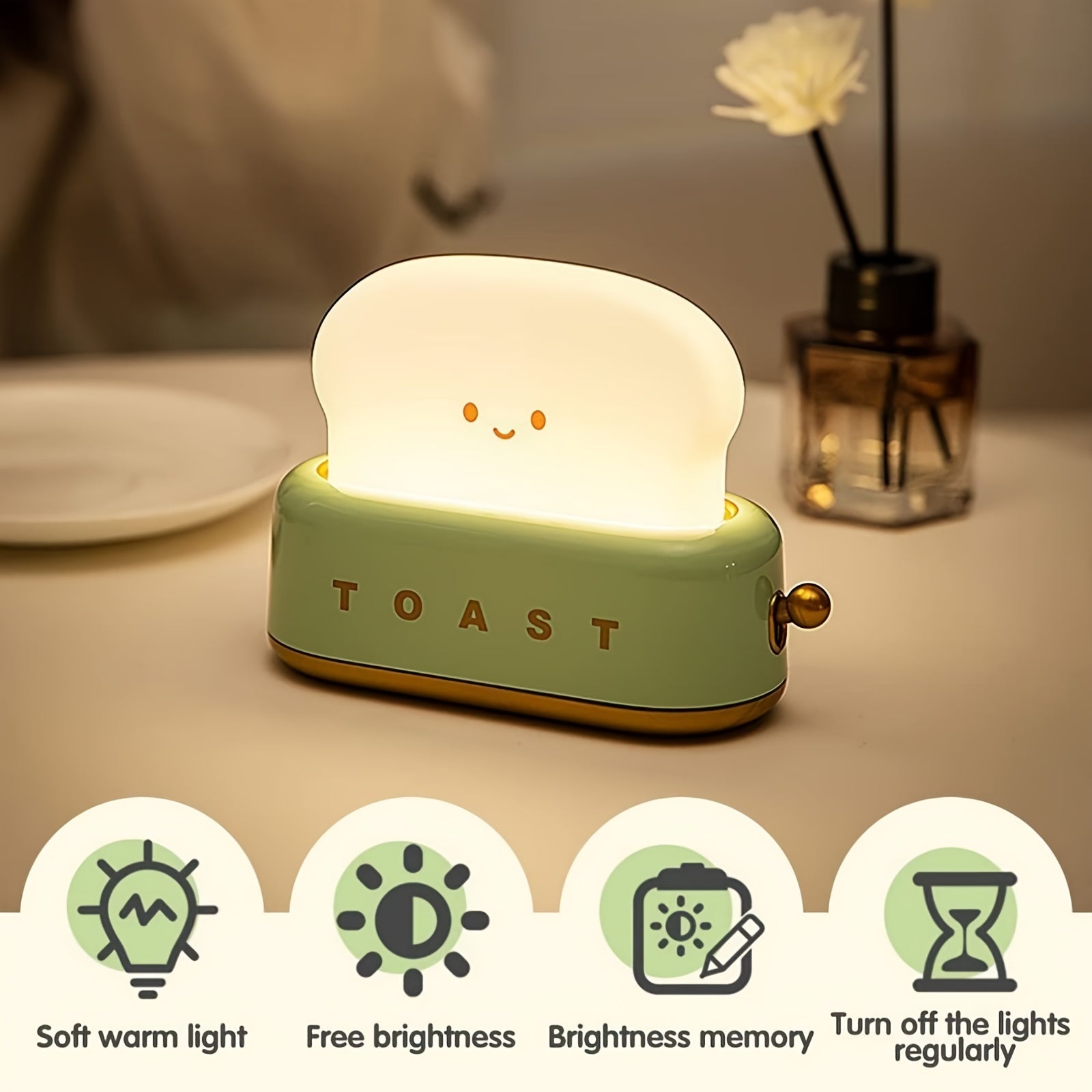 LumiToast - USB LED Table Lamp with Warm Glow