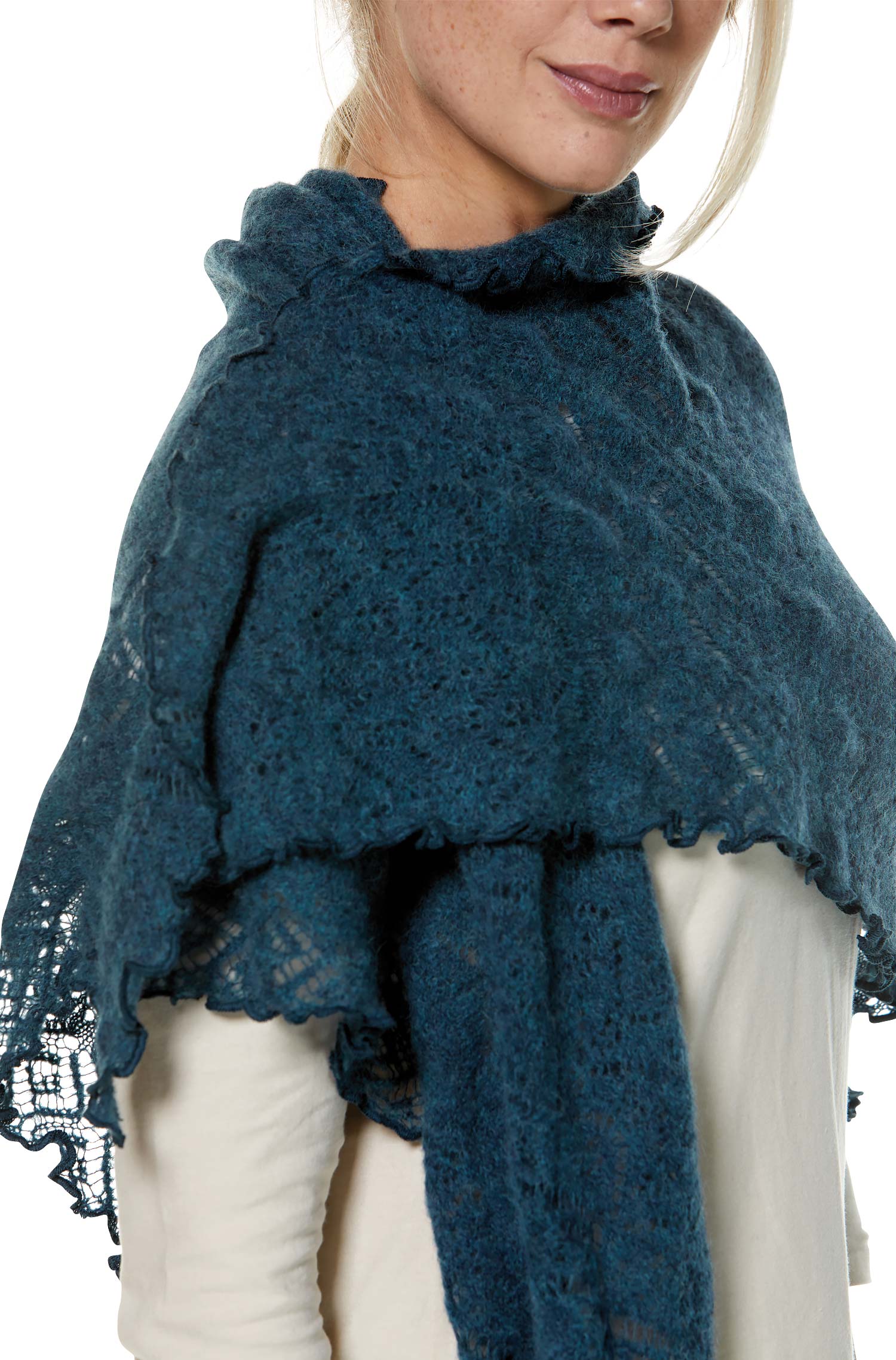 SoftWeave Shawl - Elegant Openwork Knitting in Lightweight Fabric