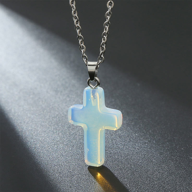 Seraphina Natural Gemstone Cross Necklace - A Spiritual Jewelry Experience