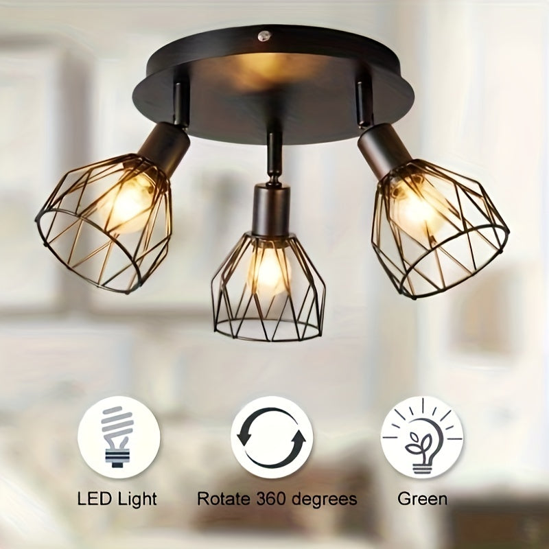 RusticGlow Lamp - Country Black Ceiling Lamp with Swivelling Shades