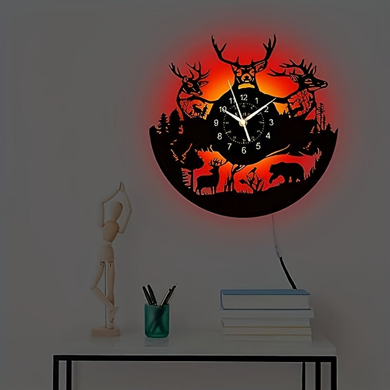 DeerGlow Clock - Unique Vinyl Deer Wall Hanging
