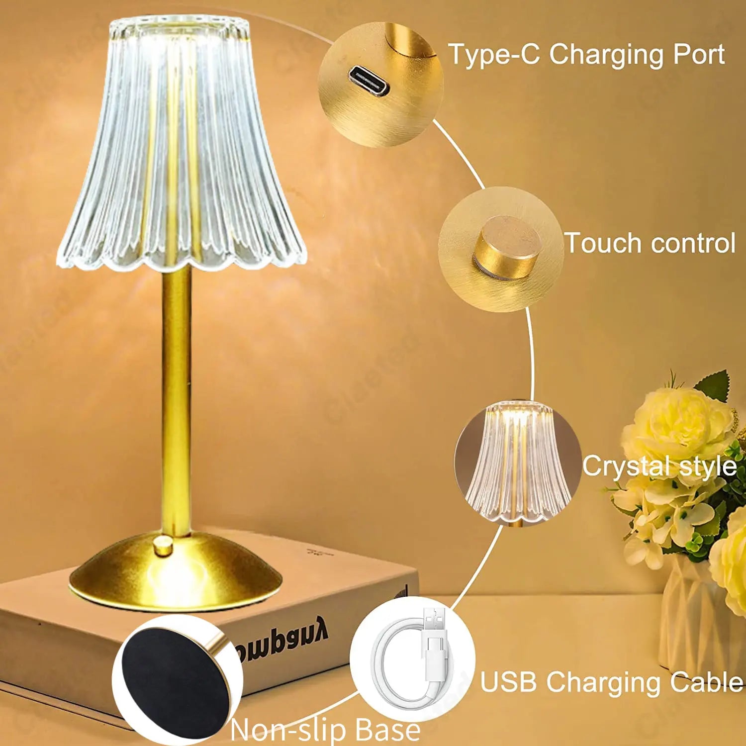 Cristalglow - Chic Wire Lamp with Elegant Crystal Decoration
