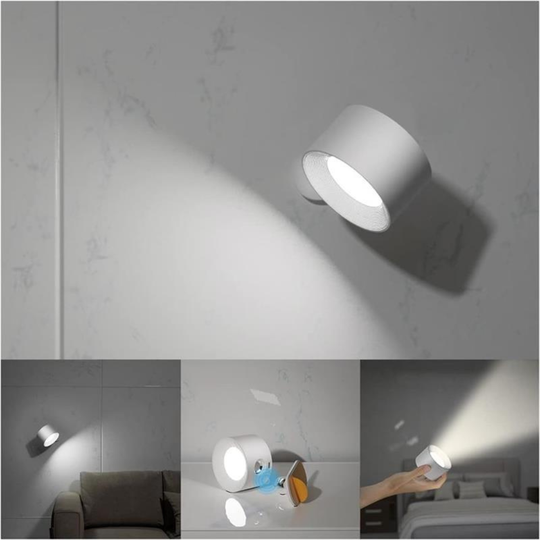 FlexiLamp - Trådlös 360° Vägglampa med Uppladdningsbart LED