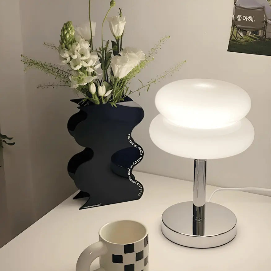 Elegant Macaron Glass Ball Table Lamp with USB - 3 Light Colors