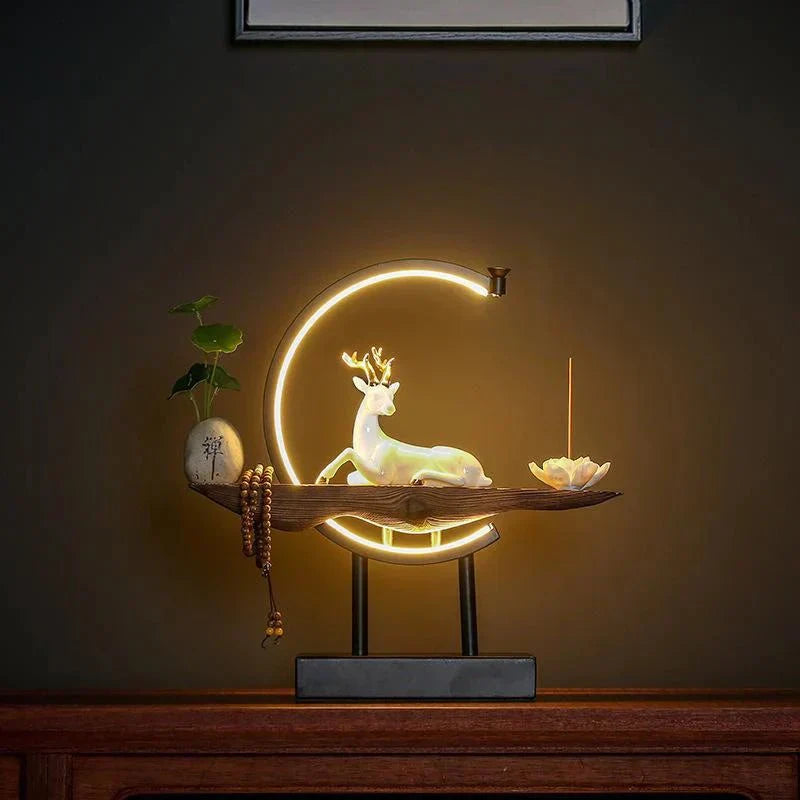 SereneStag - Elegant White Deer Incense Lamp