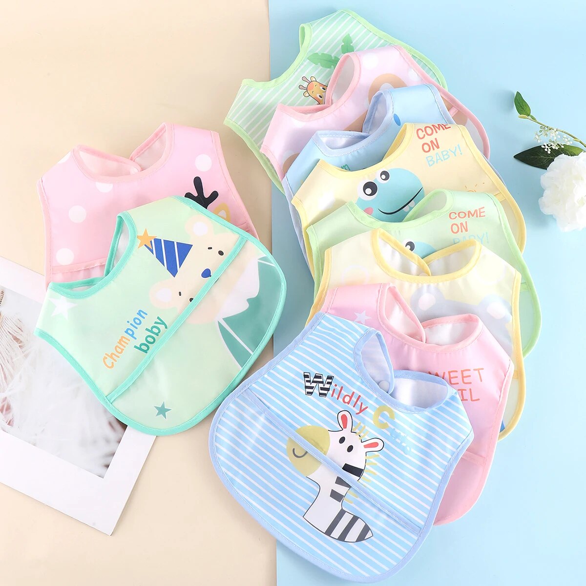 AquaGuard - Set of 5 Adjustable Baby Bibs