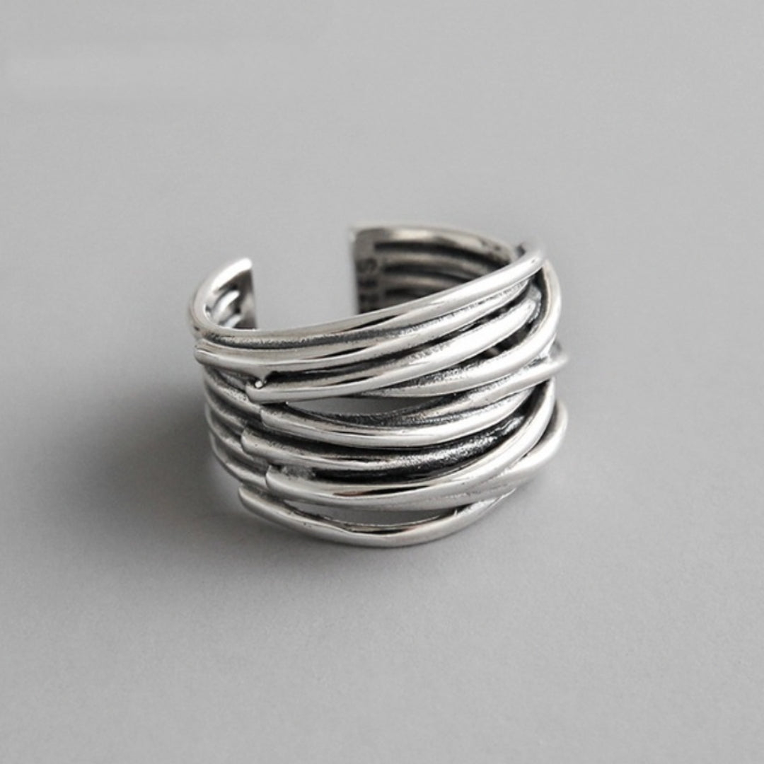 Elegant Liora Adjustable Silver Stacking Ring 