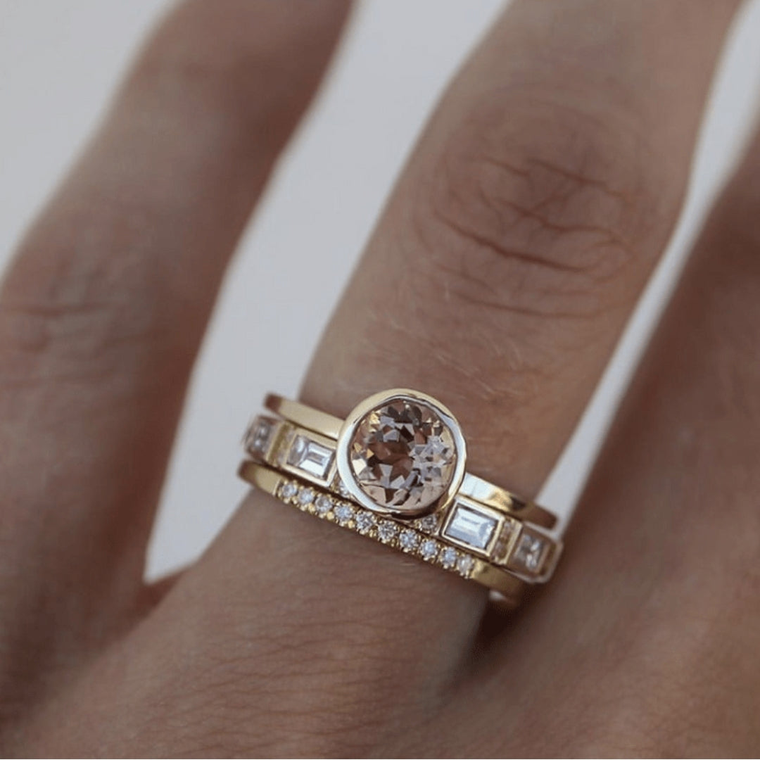 Elegant Vintage Gold Ring with Radiant Zirconia - Celine 